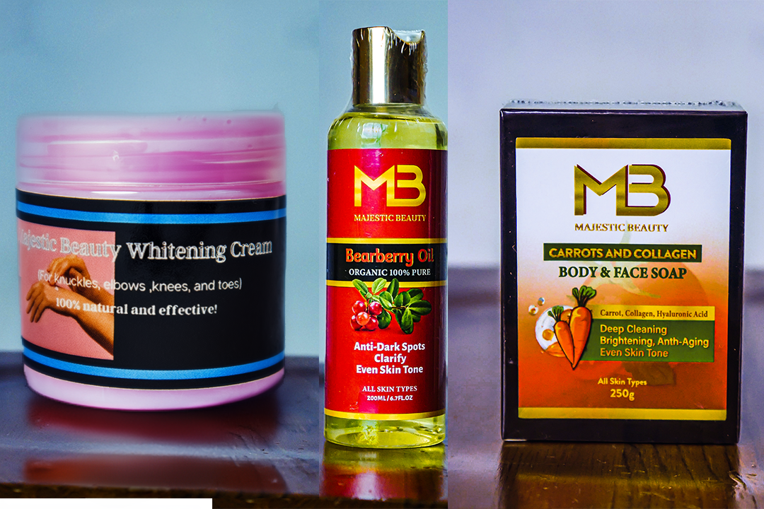 Carrots & Collagen Soap, Whitening Cream, Bearberry Oil