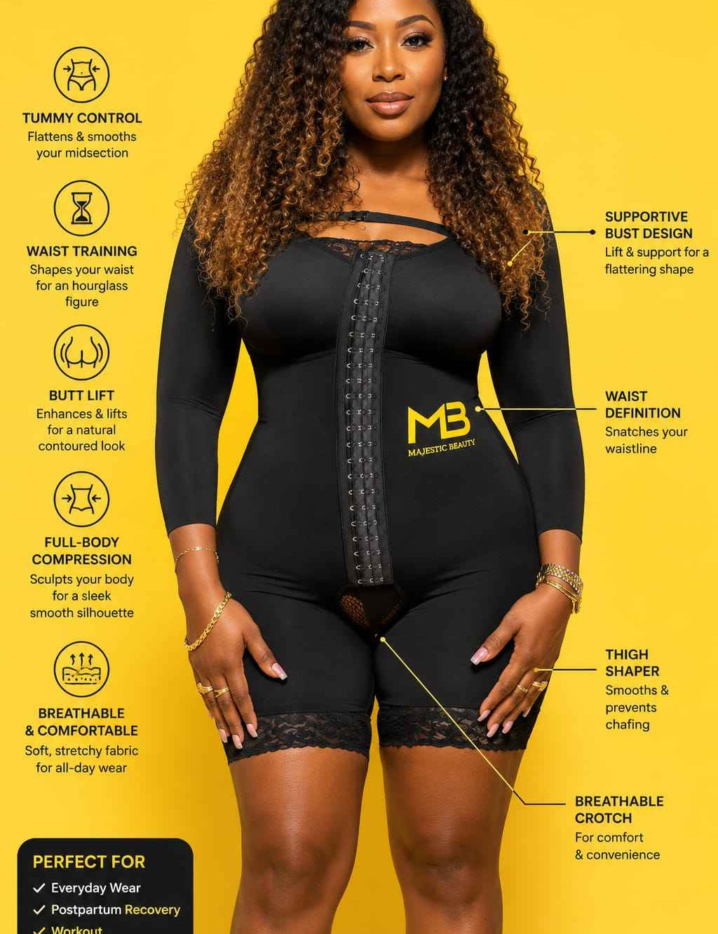 Full sleeve corset bodyshaper