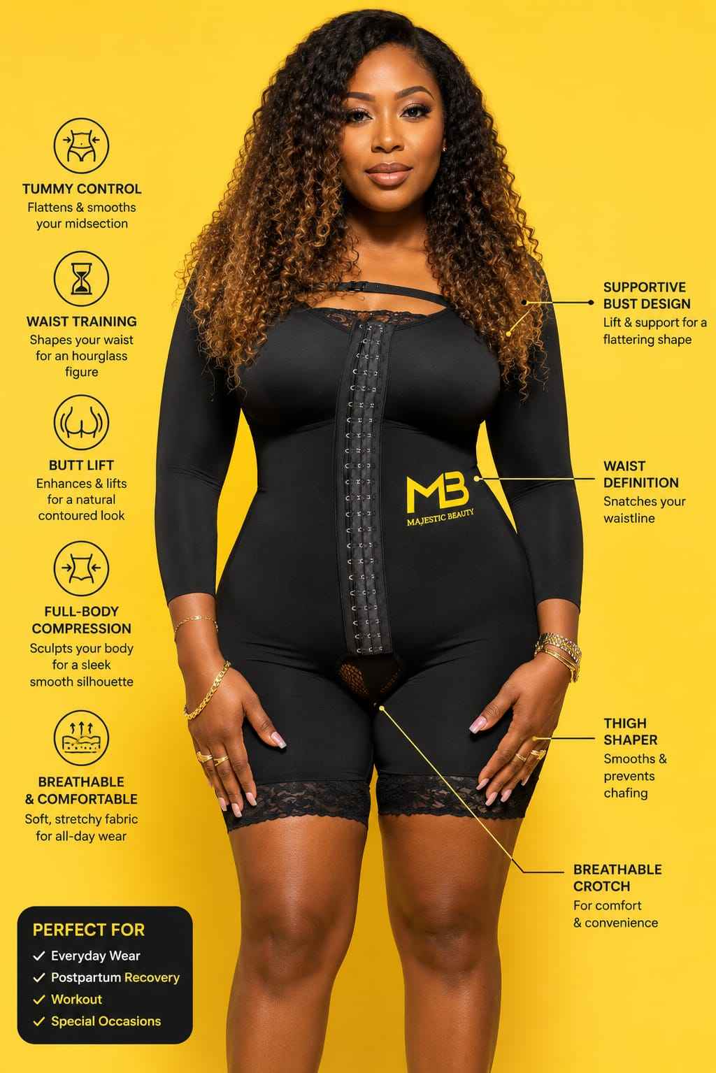 Full sleeve corset bodyshaper