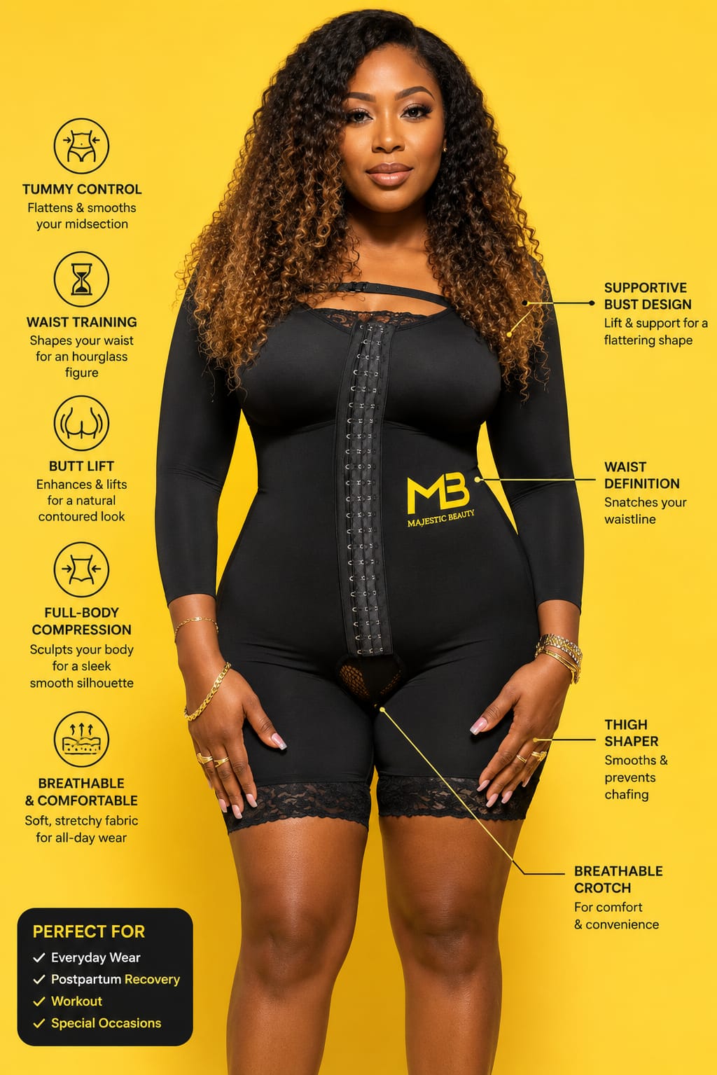 Full sleeve corset bodyshaper