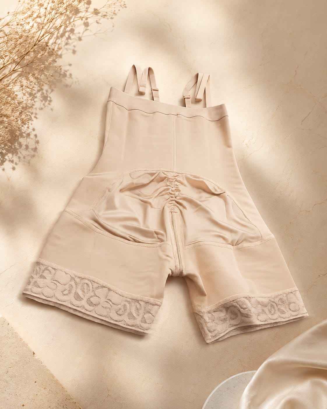 Thin strap body shaper with adjustable hook