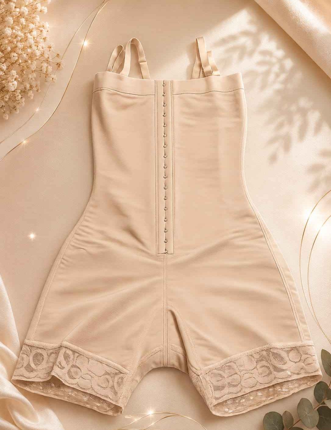 Thin strap body shaper with adjustable hook