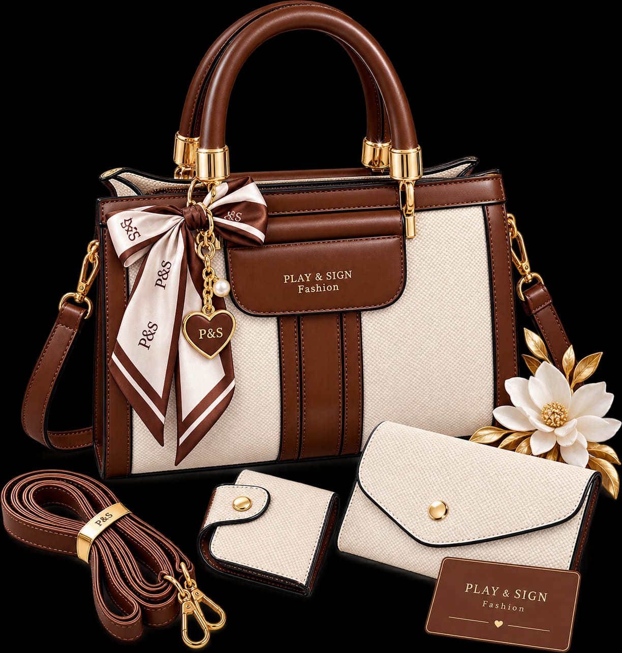 Luxe Élégance 3-Piece Women’s Handbag & Wallet Set