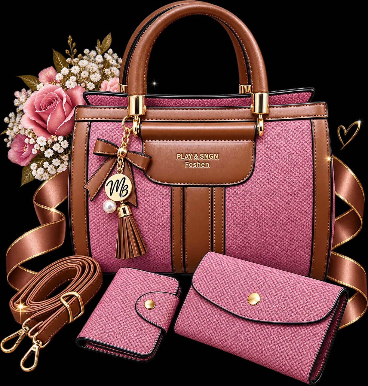 Luxe Élégance 3-Piece Women’s Handbag & Wallet Set
